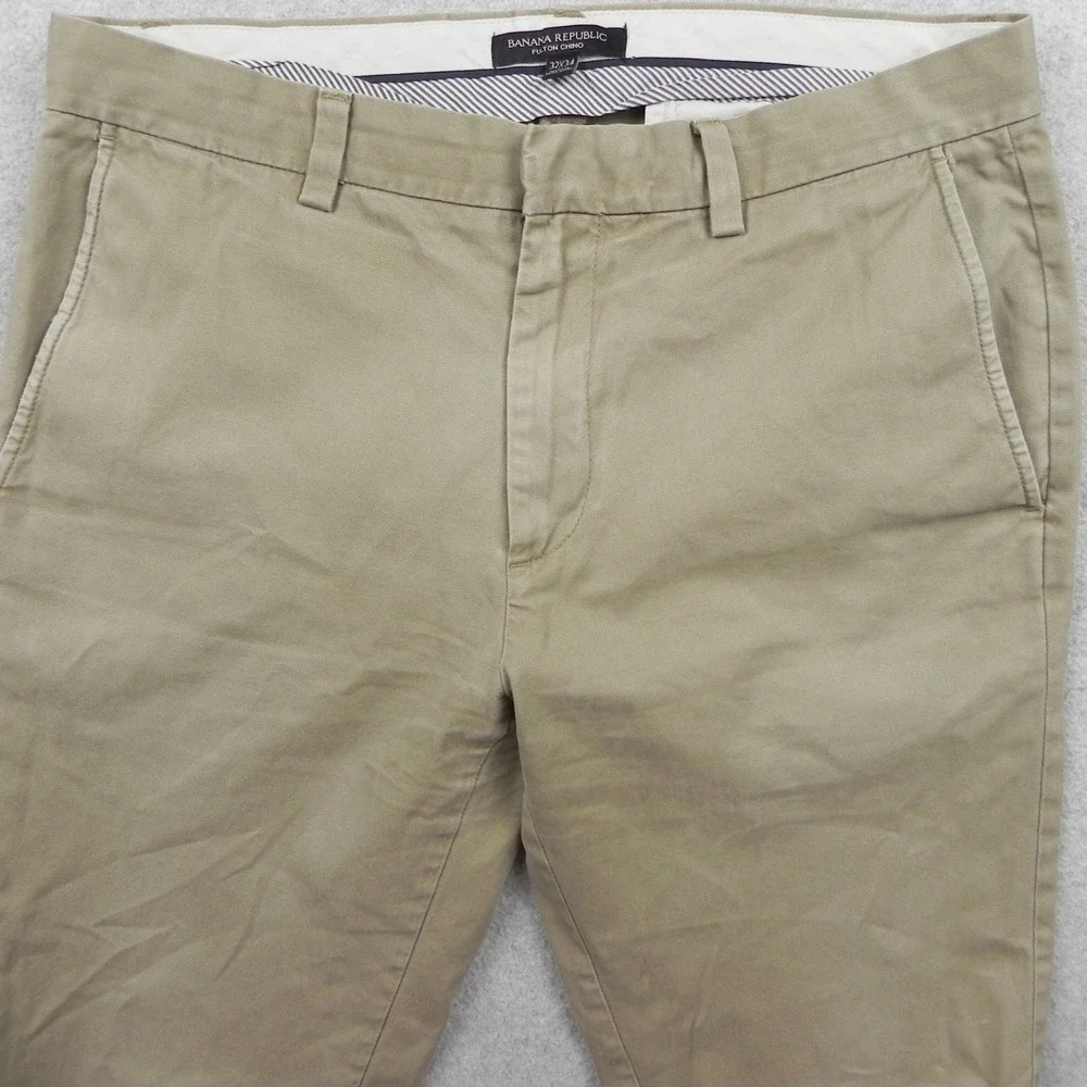 Banana Republic Fulton Chino Mens 32x34 Slim Fit Khaki Tan Cotton Pants Trousers